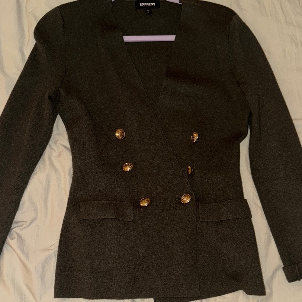Express Women's Army Green Blazer and Dress set Blazer XS Dress Small